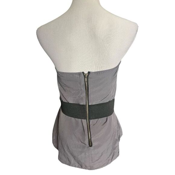 Womens Forever 21 XXI Strapless Zipper Back Charcoal Black Contrast Top - Sz L - Picture 3 of 3
